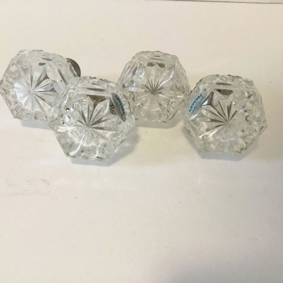 VTG LEONARD Japan Crystal Salt & Pepper Shakers in Box Set of 4 Silver Tops NOS - Picture 4 of 8